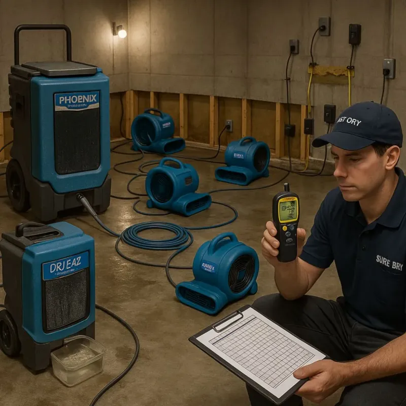 Structural Drying and Dehumidification process in Lakeport, CA